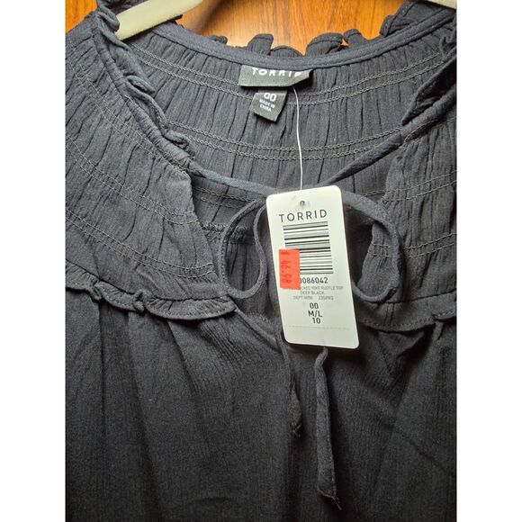 NWT Torrid Washable Gauze Smocked Yoke Ruffle Top Sz 00 (10/12) - Picture 6 of 8
